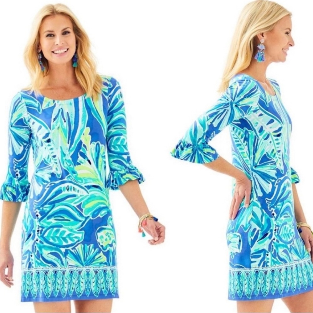 Lilly Pulitzer Blue and Green Tropical Dress